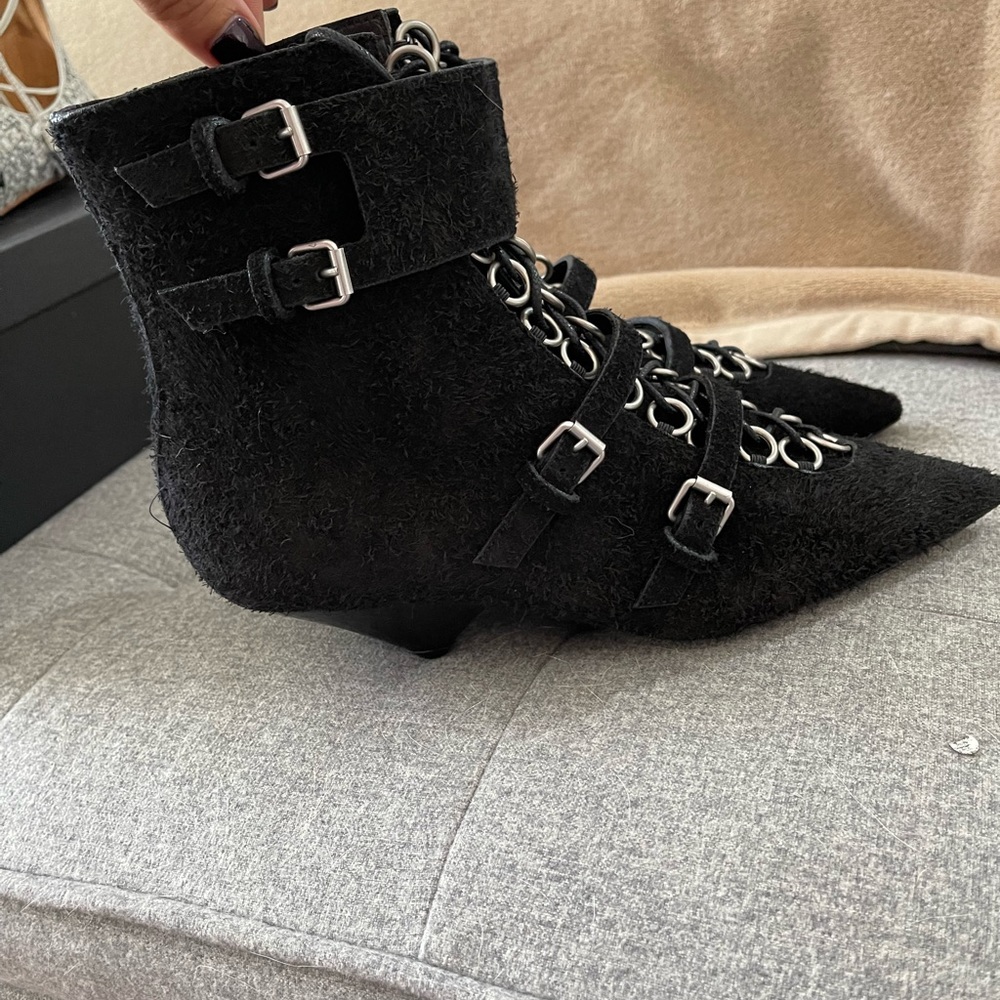 Saint Laurent Suede Ankle Lace-Up Boots